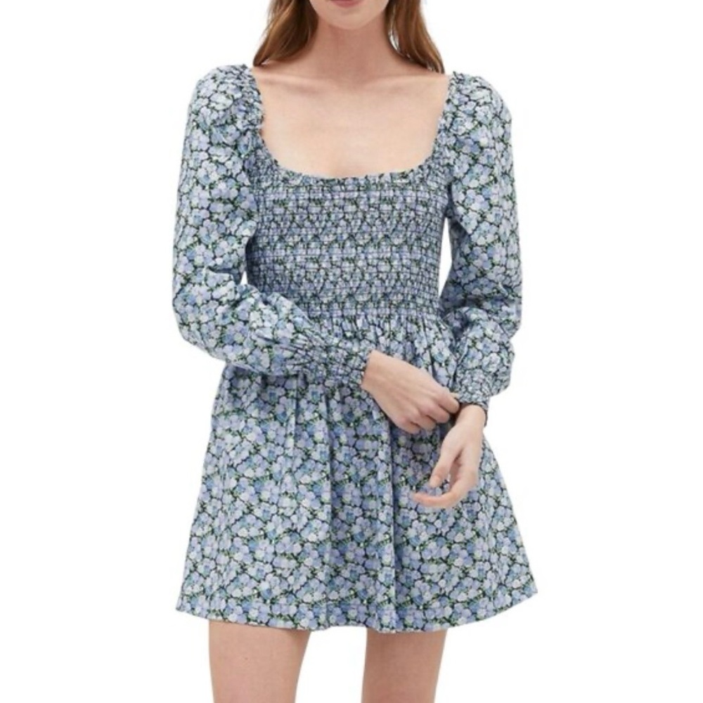 Hill House Blue Floral Long Sleeve Dress